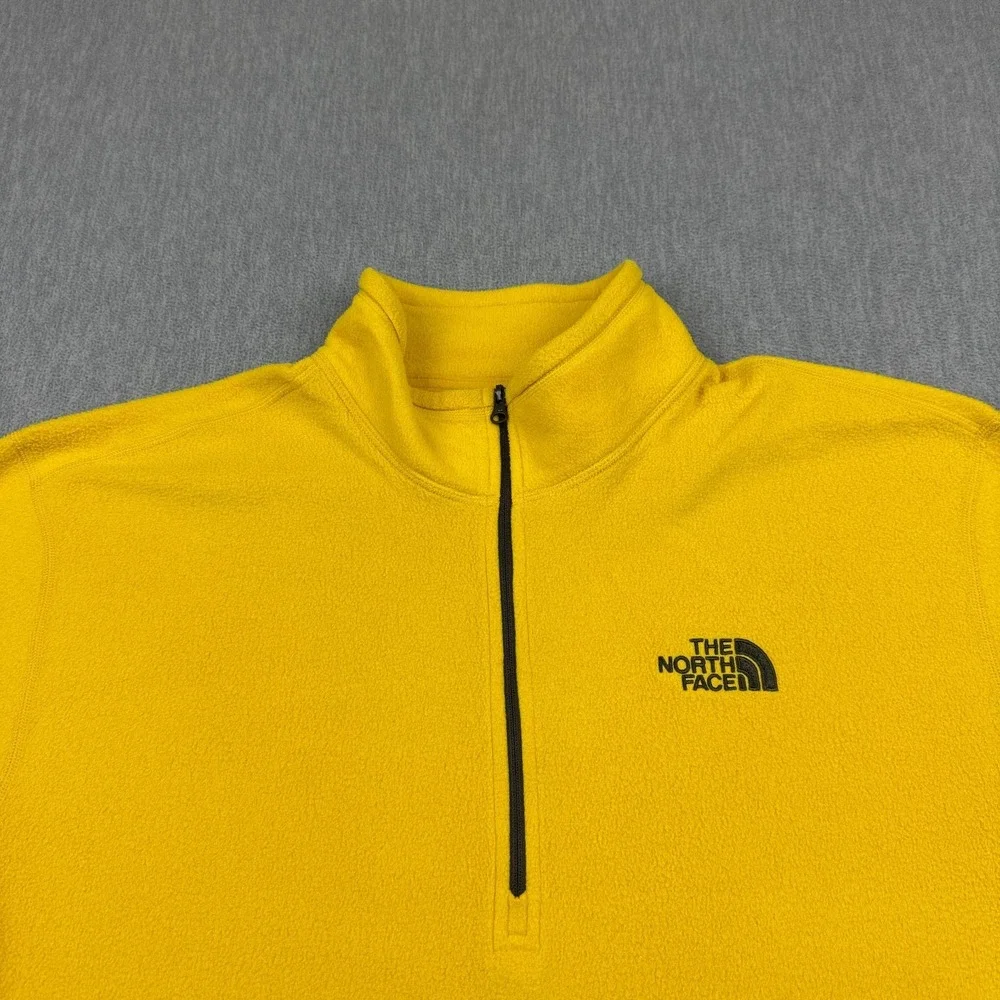 The‎ North Face Sweatshirt Mens 2XL Yellow Fleece Pullover Long Sleeve 1/4 Zip